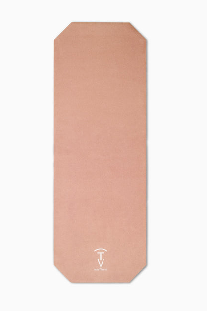 Soft camel machine-washable yoga mat with soft microfiber suede surface and minimalist design