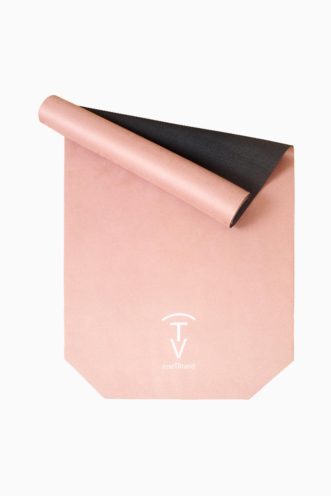 Rolled camel non-slip yoga mat with soft suede-style microfiber top and natural rubber base